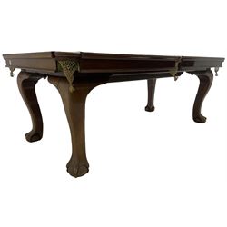Riley - early 20th century mahogany snooker dining table, slate bed snooker table with dining leaves, on cabriole supports with ball and claw feet; together with accessories 