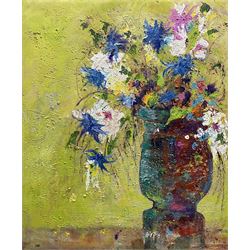 Ann Lamb (British 1955-): 'Enjoy the Fragrance', mixed media on canvas signed 60cm x 50cm (unframed)