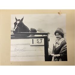 H.M. Queen Elizabeth The Queen Mother, signed 1964 Christmas card with gilt crown to cover, photograph of The Queen Mother and her prize winning horse to the interior, handwritten 'Archpoint' over the photograph, signed 'from Elizabeth R'.