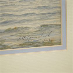 John Wilson Carmichael (British 1799-1868): Busy Shipping Lane, watercolour signed and dated 1842, 17cm x 33cm