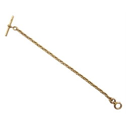 Victorian 18ct gold link chain with T bar, with 14ct gold clip, all hallmarked, approx 19.52gm