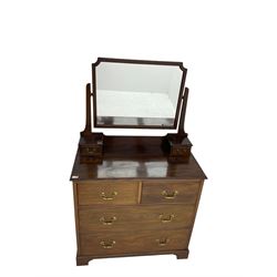 Edwardian mahogany dressing chest, fitted with two short and two long drawers, raised mirror back