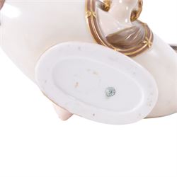 Royal Worcester double-ended vase, modelled in relief with mask panels in the classical dress the central handle with foliate and scroll work, H16cm 
