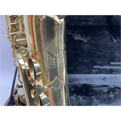 Trevor J. James & Co. 'The Horn' brass alto saxophone, serial no.T04498, H68cm in fitted carrying case