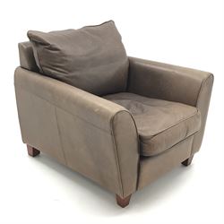 Collins & Hayes - armchair upholstered in brown leather, W92cm, D98cm