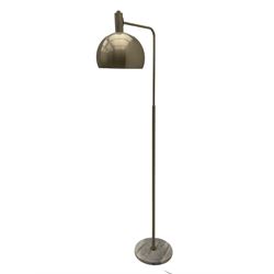 Brushed silver metal reading lamp adjustable bowl shade, with marble base 