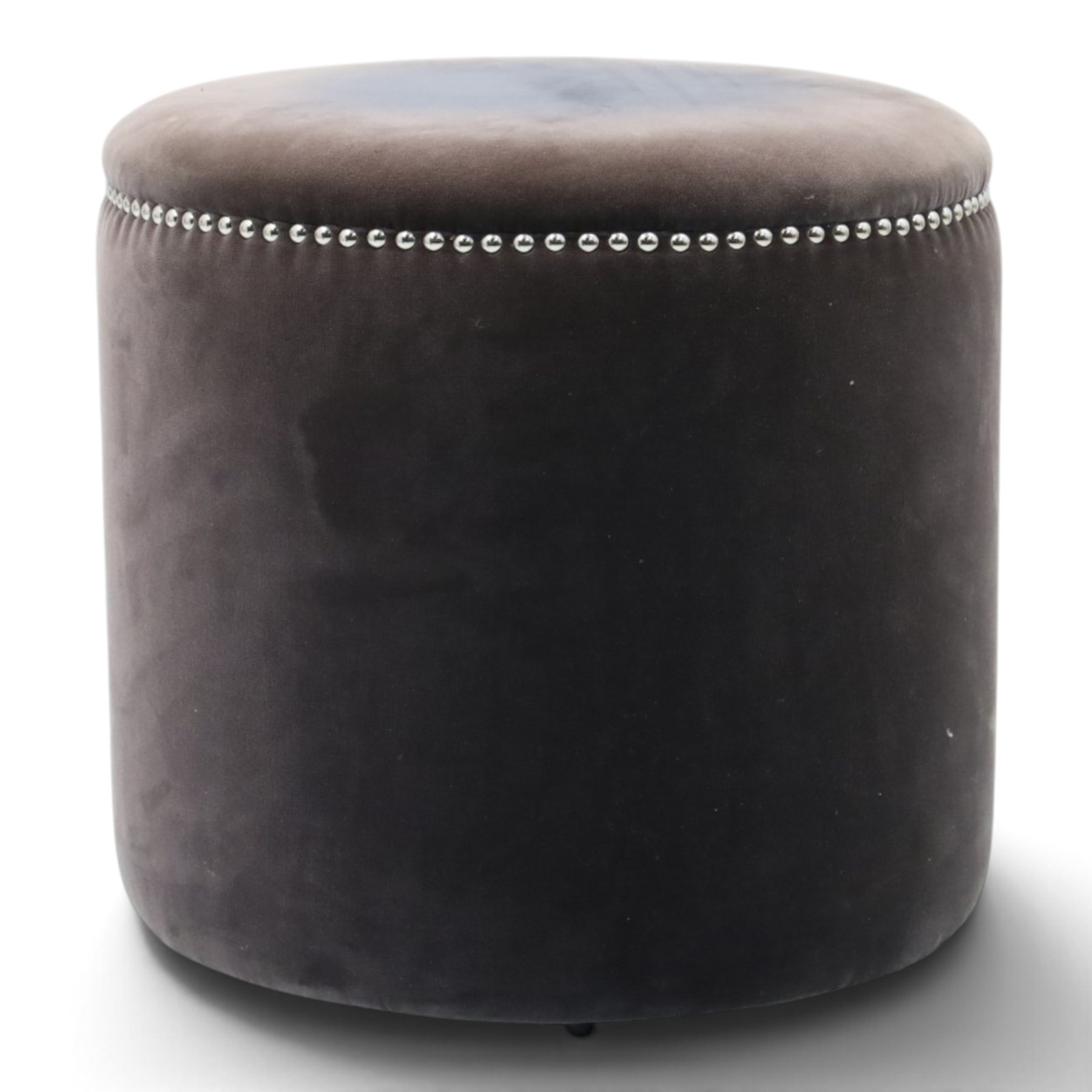 Oka - Costellina circular ottoman stool upholstered in brown velvet