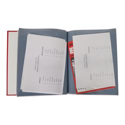 Comprehensive collection of approximately one hundred and seventy Scarborough FC football programmes for the 1990/91, 1991/92 and 1992/93  seasons, all filed within six dedicated Scarborough FC red Home and Away binders