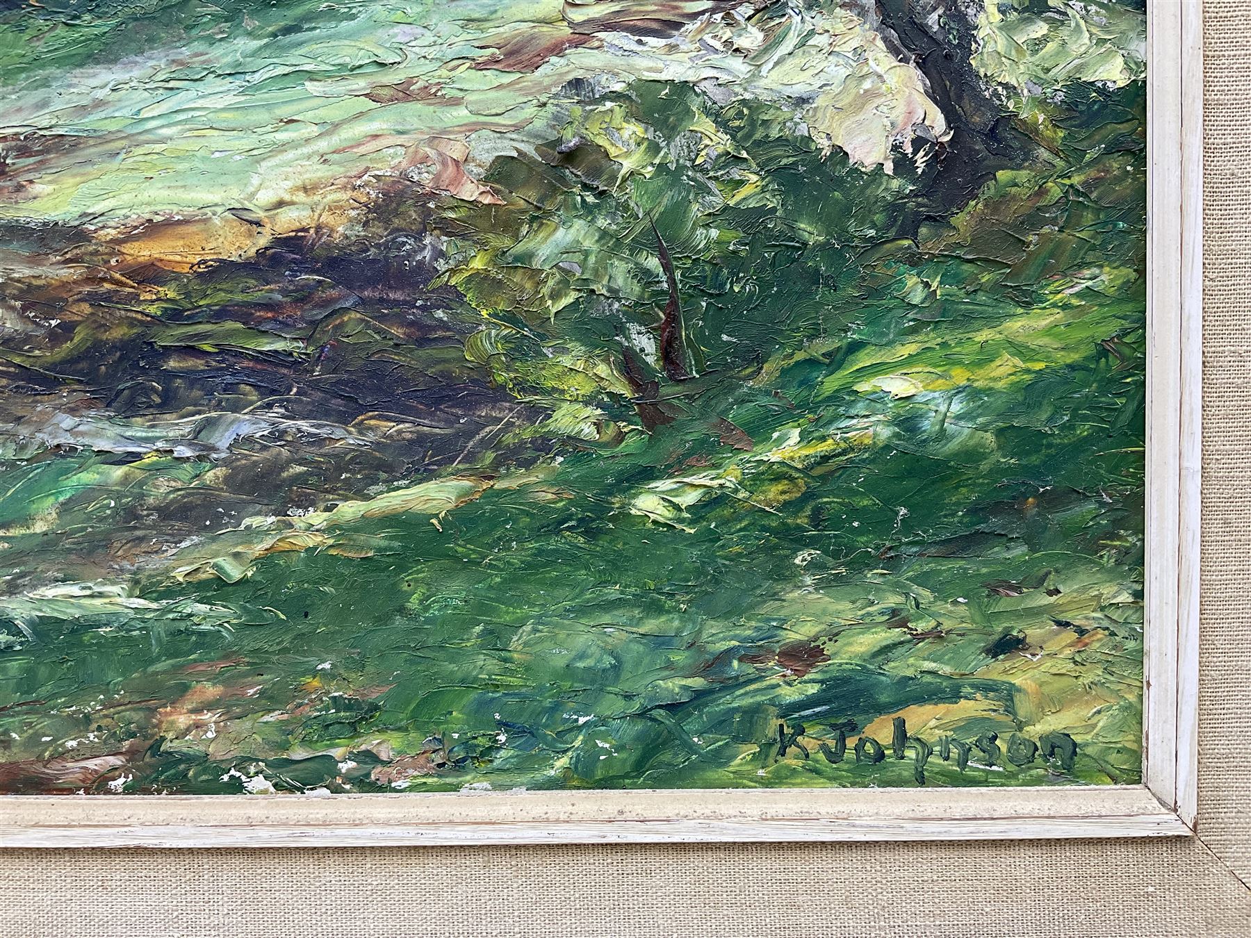 Ken Johnson (British 20th century): Robin Hood's Bay, oil on board signed 47cm x 67cm