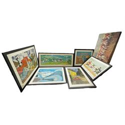 David Hockney 'Garrowby Hill' print, together with a collection of contemporary prints after Van Gogh, Lady Butler, etc