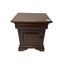 Georgian design mahogany bedside cabinet, fitted with ogee cushion drawer over single panelled cupboard