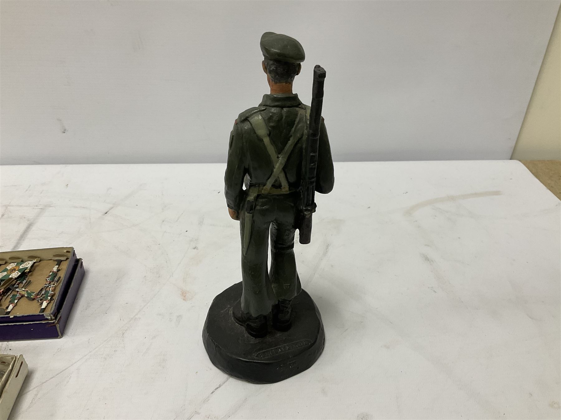 Dinky 721 Junkers JU 87B Stuka die cast model airplane, together with quantity of metal soldier figures and three miniature dolls etc