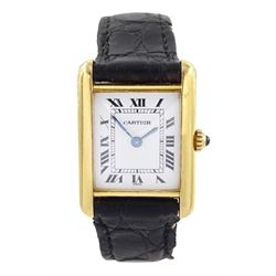 Cartier Tank ladies 18ct gold quartz wristwatch, back case No. M 21001496, white dial with...
