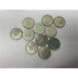 Twenty-eight King George VI pre 1947 silver two shilling coins, dated nine 1937, two 1938, six 1939 and eleven 1940, approximately 315 grams