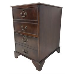 Georgian style mahogany two drawer filing pedestal, inset green tooled leather top