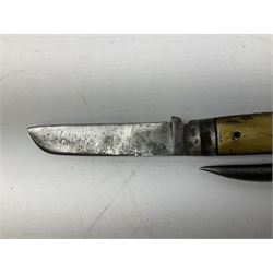 Early 20th century Royal Garrison Artillery Orkney army folding jack/clasp knife, the blade inscribed 'Orkney R.G.A.(T) and marked F. Newton Premier Sheffield, with blade and marlin spike and horn grips