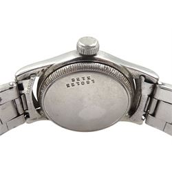 Rolex 'Oyster Junior Sport' Shock Resisting stainless steel bracelet wristwatch, circa 1940's, Arabic dial and subsidiary seconds, screw back case No. 160125 3136, bracelet Reg 875088, R.D.874089 