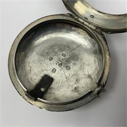 George III silver pair cased verge fusee pocket watch by Harry Niblett, Dorking, No. 5991, white enamel dial with Arabic numerals and outer minute ring, case makers mark TG, London 1787 
