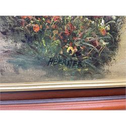 H Berner (20th century): Cottages in Spring, oil on canvas board signed, together with a similar landscape oil on canvas 50cm x 60cm (2)