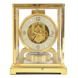 Jaeger-Le Coultre Atmos Swiss made perpetual motion mantel clock, in a lacquered gilt bras...