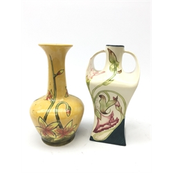  Black Ryden Art Nouveau style vase dated 2003, H16cm and Cobridge stoneware vase signed and dated JS 2001 (2)  