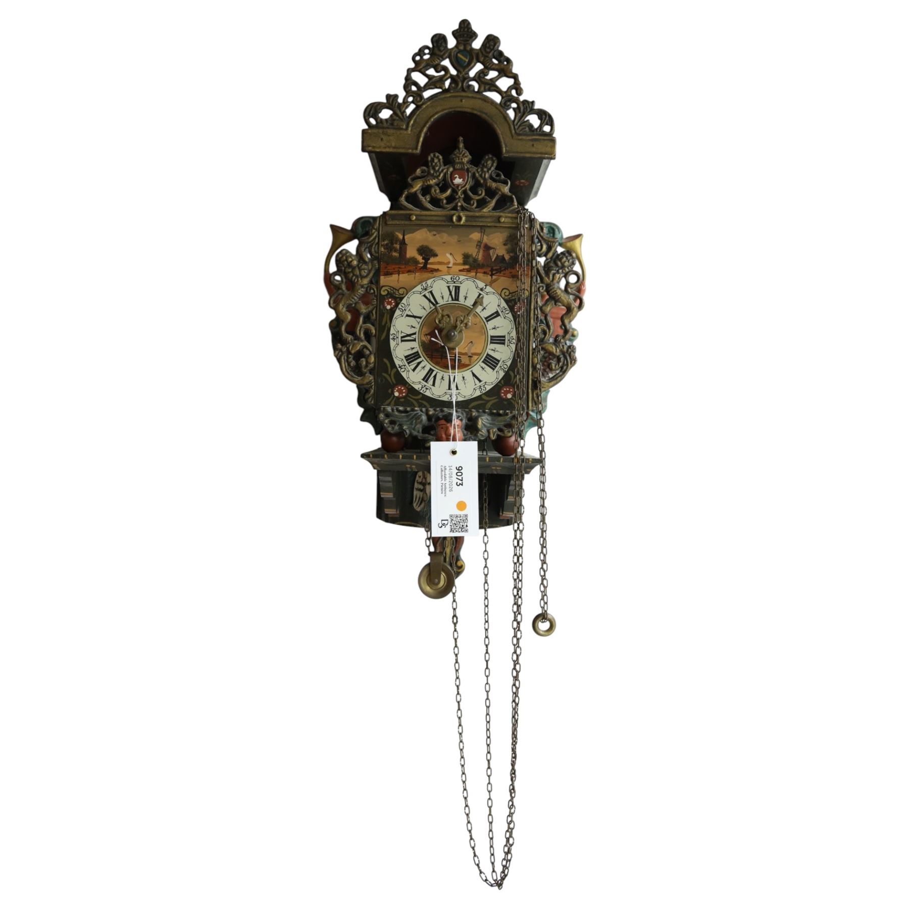 Dutch wall clock with decorative dial