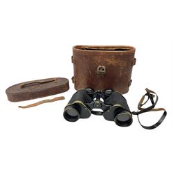WW2 Air Ministry pair of 6x binoculars by Watson-Baker Co. Ltd, model no. G.E./293, dated 1943, serial no.8568, in similarly marked calf leather carrying case