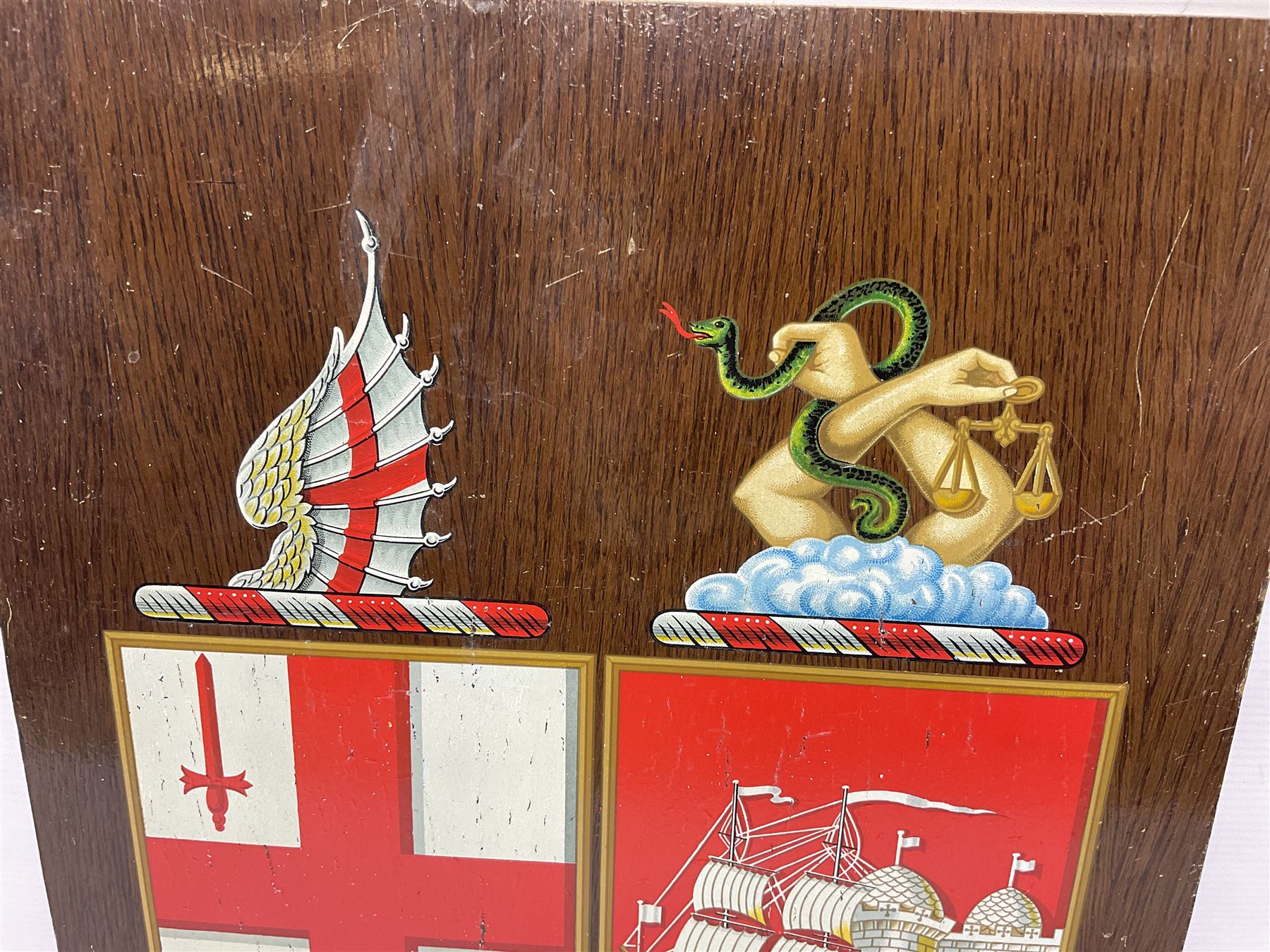 Great Western Railway coat of arms, painted upon a wooden panel, H40cm