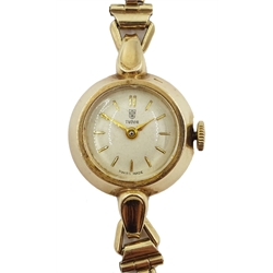  Ladies Tudor Rolex 9ct gold bracelet wristwatch hallmarked nos 922737 1116 with original Tudor leather strap and receipt dated 1952  