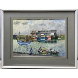 Les Pearson (British 1923-2010): 'Early Morning- Bridlington Harbour', watercolour signed and dated 1986, titled verso 26cm x 37cm 