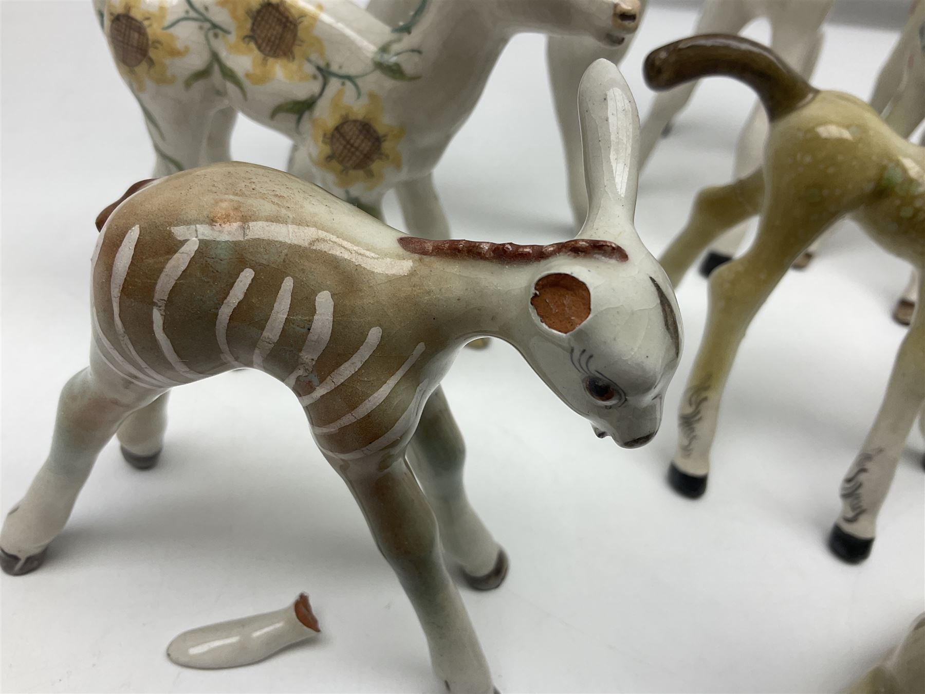Basil Matthews figures, comprising horses, deer and fawns, all with painted mark beneath, largest H14cm