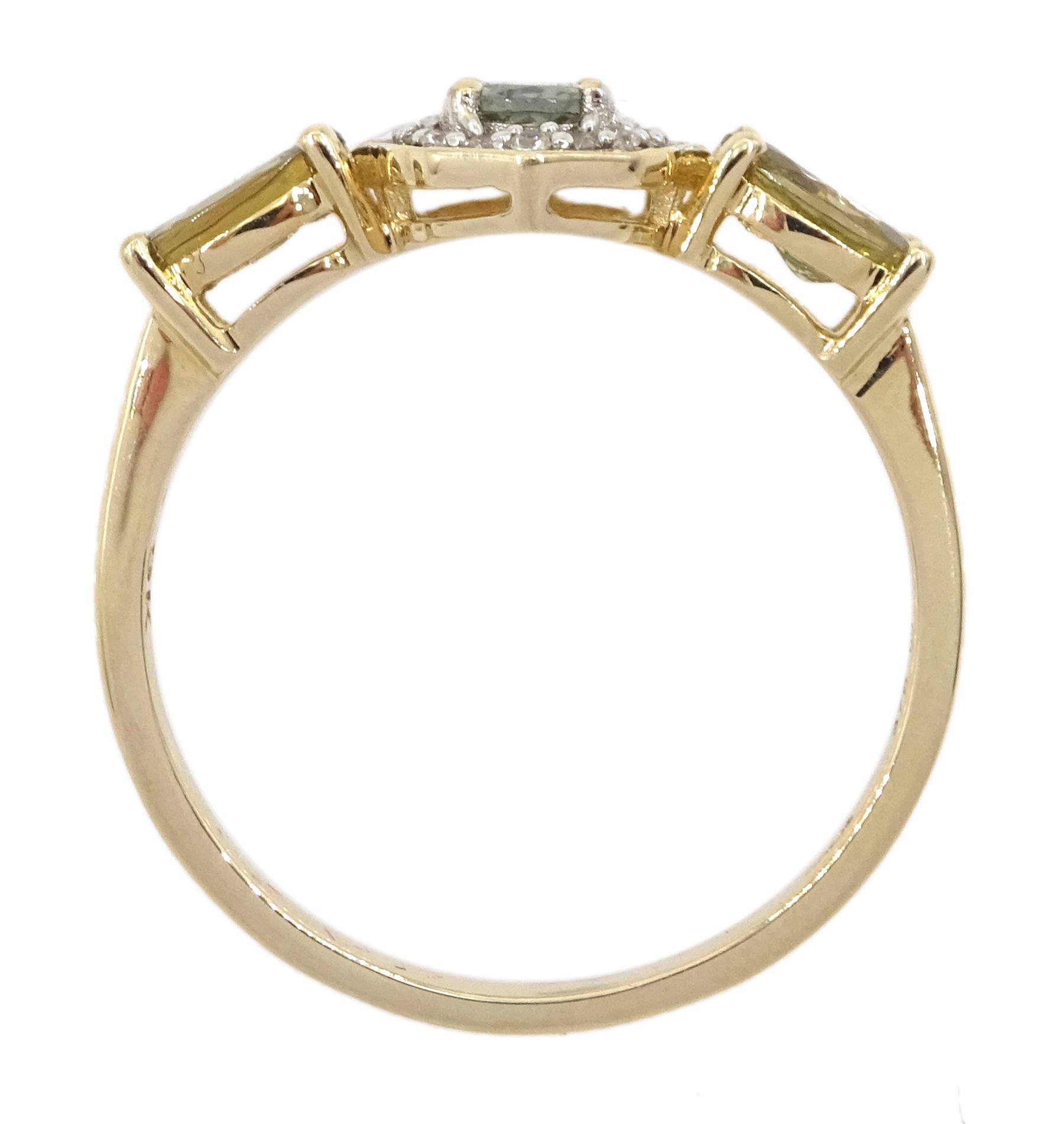 9ct gold csarite and white zircon ring, hallmarked