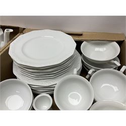 Rosenthal Classical Rose tea and dinner service for eight, including teapot, coffee pot, milk jug, covered sucrier, cups and saucers, dinner plates, serving dishes etc 