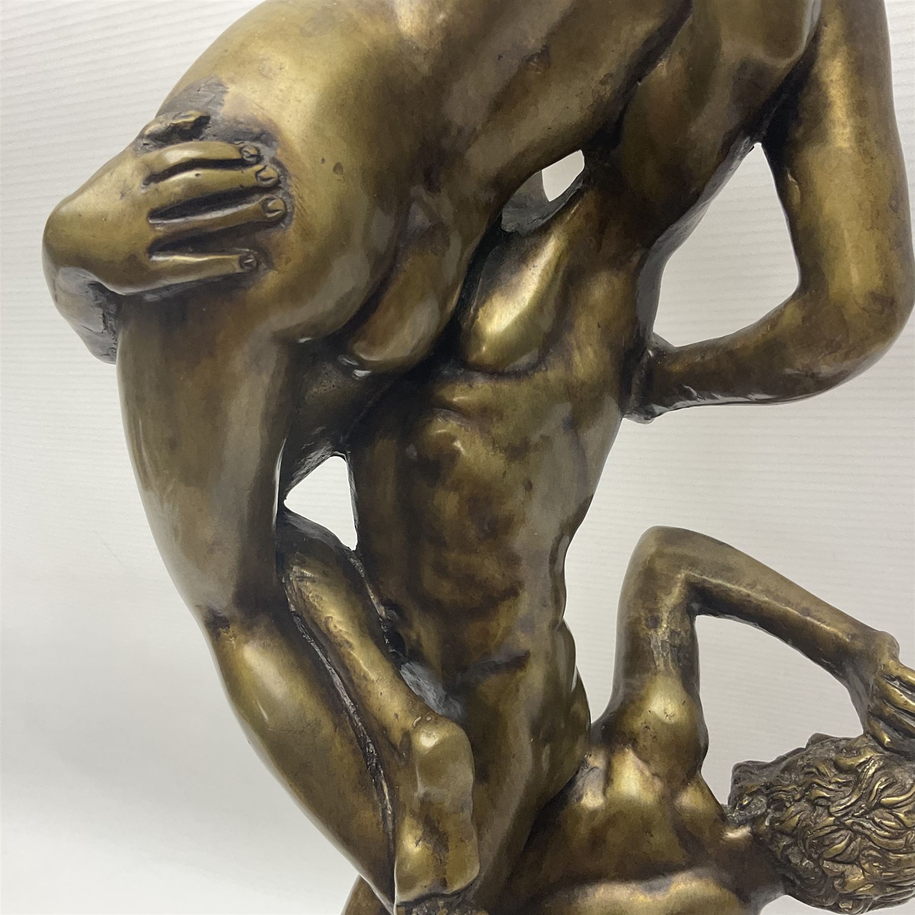 After Giambologna: Abduction of a Sabine Woman, bronze figure, on circular wooden base, H68cm
