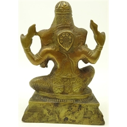  Early 20th century Indian brass figure of Ganesha, H19cm   