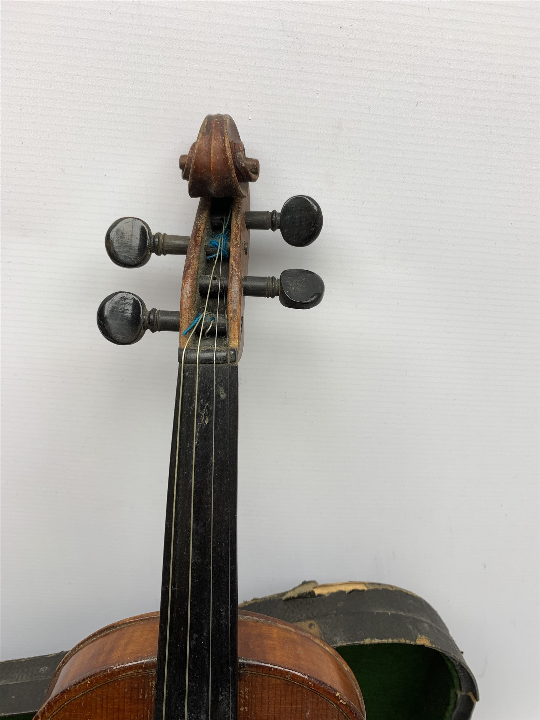 An early 20th century violin, The Maidstone, Murdoch & Co, London, with one piece maple back and spruce top, 60cm long, with bow, and ebonised coffin shaped case. 