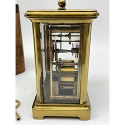 Early 20th century brass carriage clock time piece, white enamel Roman dial, single train driven movement 