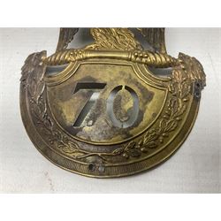 French 1st Empire 70th Infantry shako plate 1814 pattern