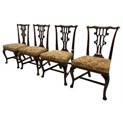 Four early 20th century Chippendale style mahogany dining chairs, and two carver chairs