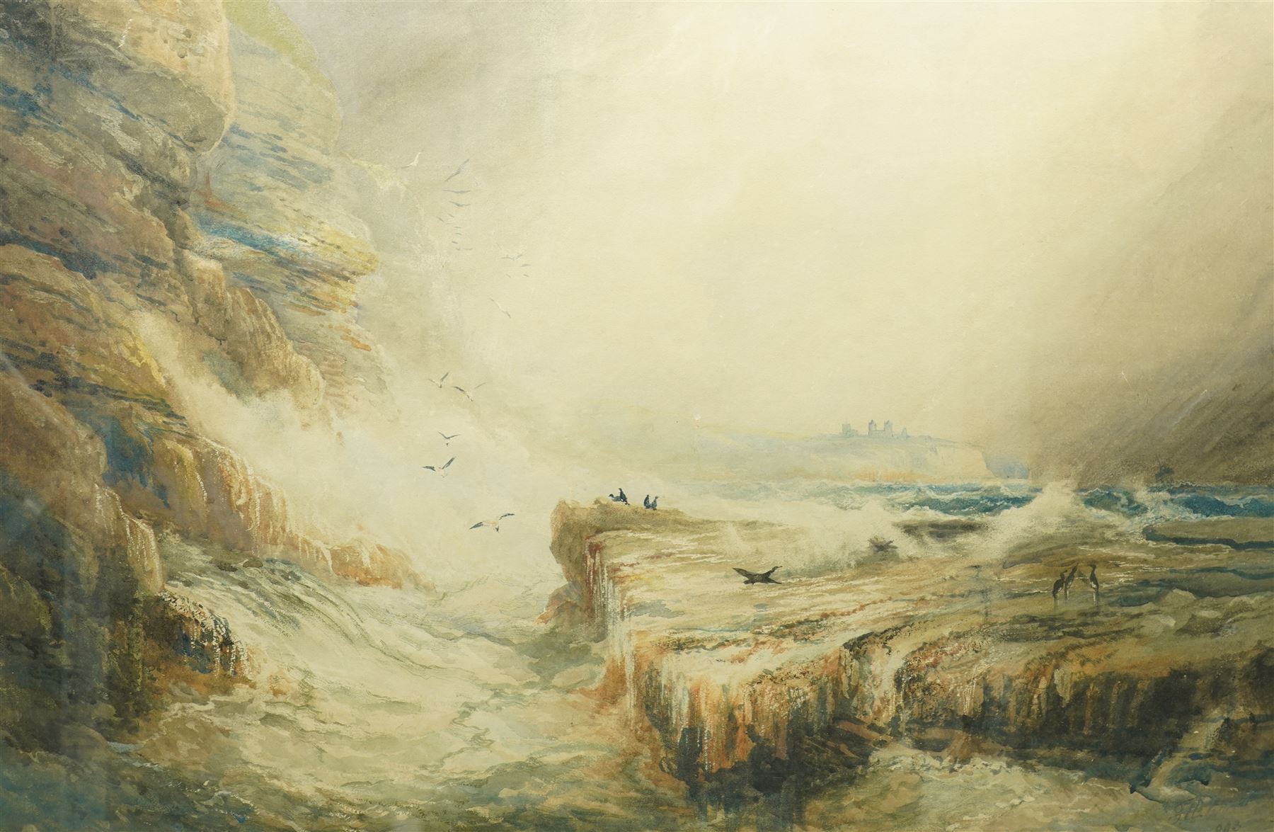 Frederick William Booty (British 1840-1924): Stormy Seas Looking to Whitby Abbey, watercolour signed and dated '903, 64cm x 96cm