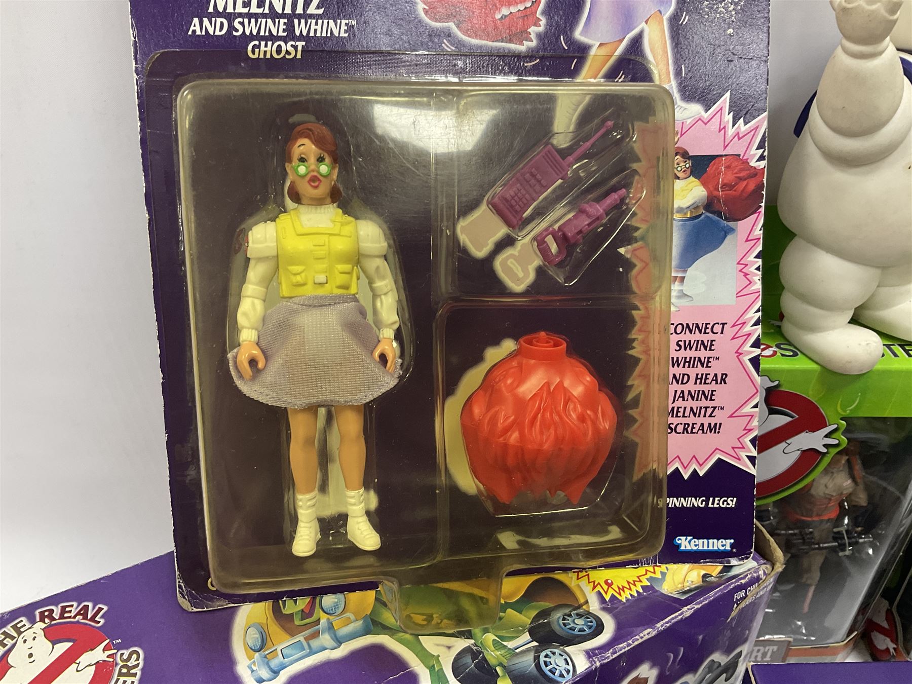 Ghostbusters - 'ECTO 1' car with two figures; ECTO-2 Vehicle, Highway Hunter Action Ghost Vehicle and Haunted Vehicles Air Sickness; all boxed; racing car with Egon Spengler driver; two 1984 Marshmallow Man figures; and four unopened carded/boxed figures etc