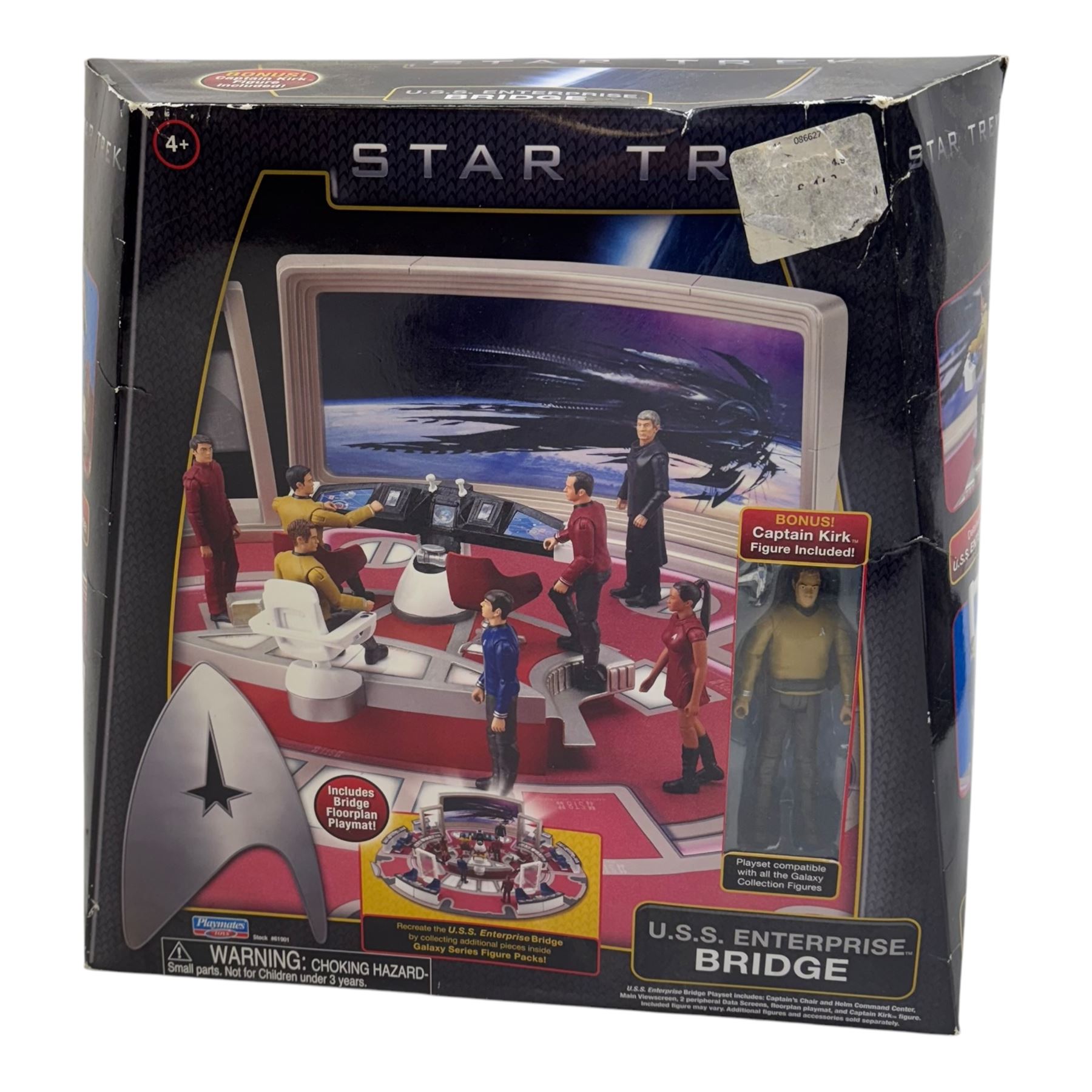 Three Art Asylum Star Trek action figures, comprising The Next Generation Admiral William Riker, Enterprise Broken Bow Lieutenant Malcolm Reed and Enterprise Broken Bow Captain Jonathan Archer, together with three Playmates Toys playsets and figures, including U.S.S Enterprise Bridge playset, Cadet Uhura action figure and Pike action figure, all boxed or carded