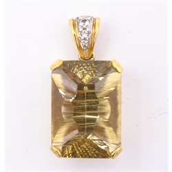  Lemon Citrine and diamond pendant hallmarked 9ct  