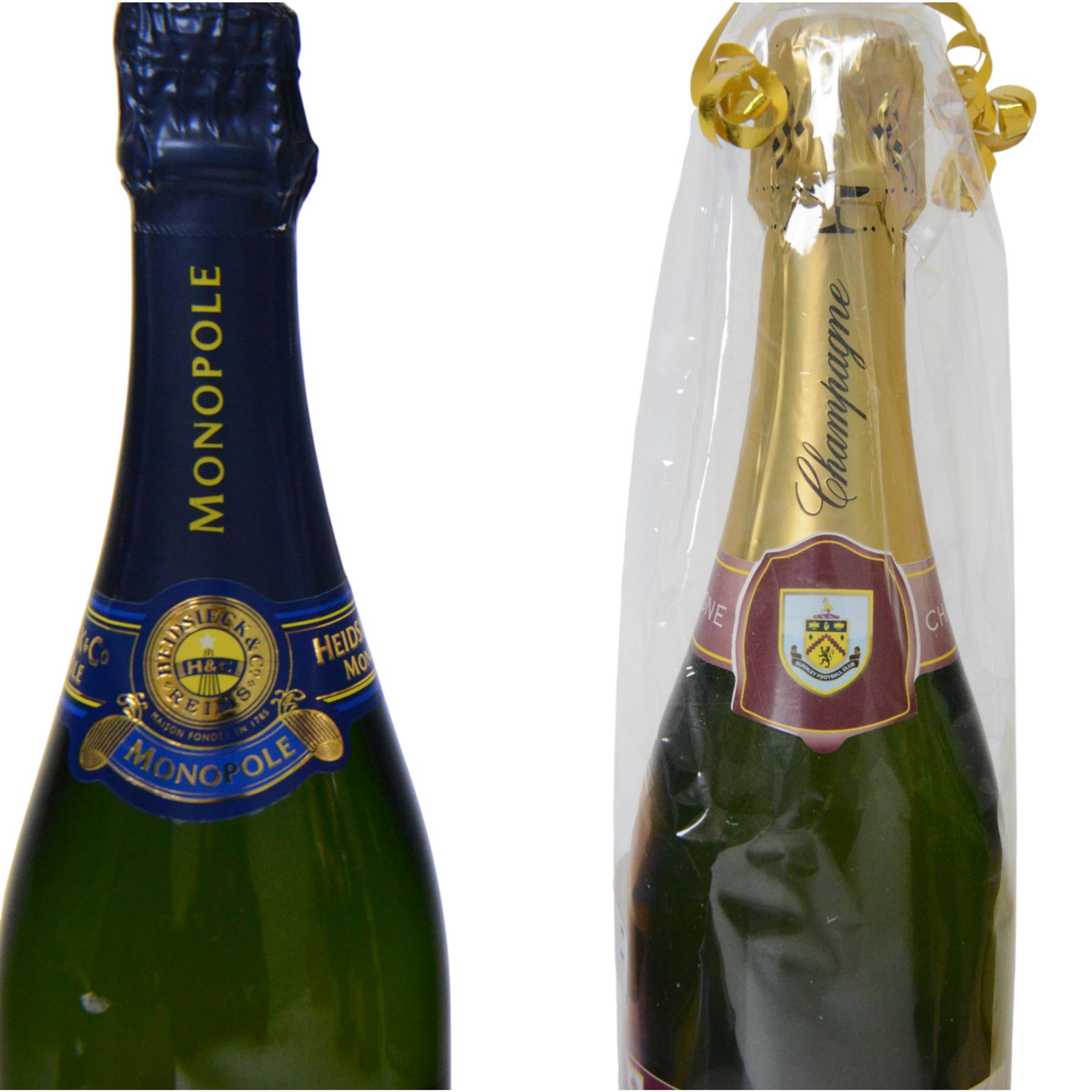 Moet & Chandon champagne 750ml 12%, Monopole Heidsieck Blue top 750ml 12% vol, Bollinger Champagne 75cl 12% vol and two others  