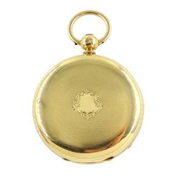 George IV 18ct gold lever fusee pocket watch by Abraham Jackson, Liverpool, No. 5003, gilt dial with Roman numerals and subsidiary seconds dial,  later Victorian engine turned case with cartouche by Henry Stuart, Chester 1860