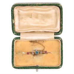 9ct gold stone set brooch, boxed