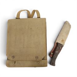 WWI German bayonet/ fighting knife, together with canvas map case, knife L28cm