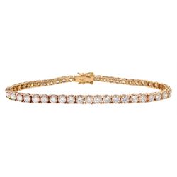 18ct rose gold round brilliant cut diamond bracelet, stamped, total diamond weight 7.00 carat, with World Gemological Institute Report stating VS1-VS2 clarity, H-I colour