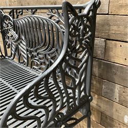 Richard Bawden (1936-2024); - Cat design painted cast iron garden bench