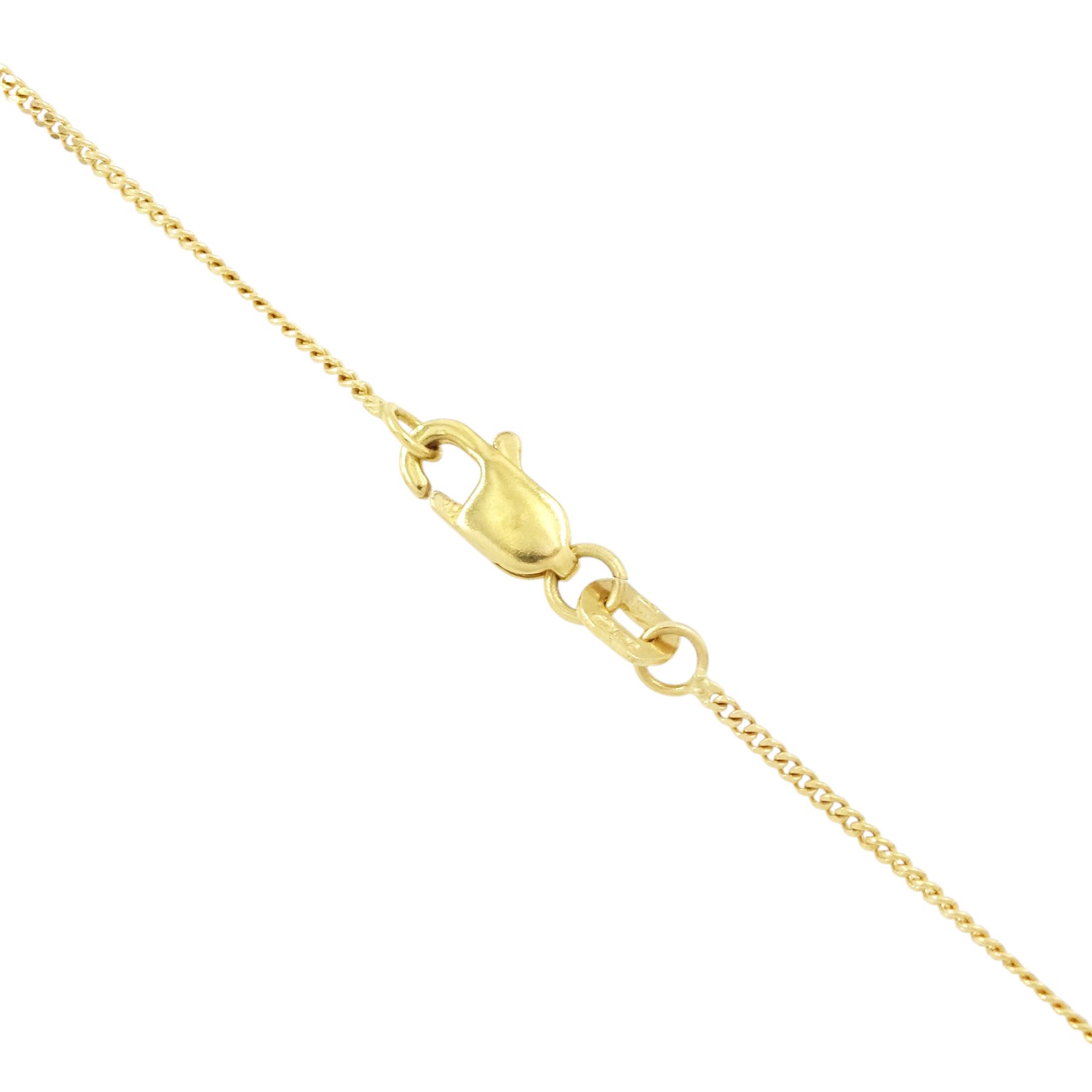 18ct gold blue topaz and diamond pendant necklace, single pear cut Swiss blue topaz of approx 6.60 carat, suspending from a single round brilliant cut diamond of approx 0.15 carat